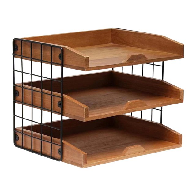 Langgg Space Saving Desktop Organizer Wood Inbox Tray Letter Tray For Organizing Papers And Miscellaneous Items Jewelry.