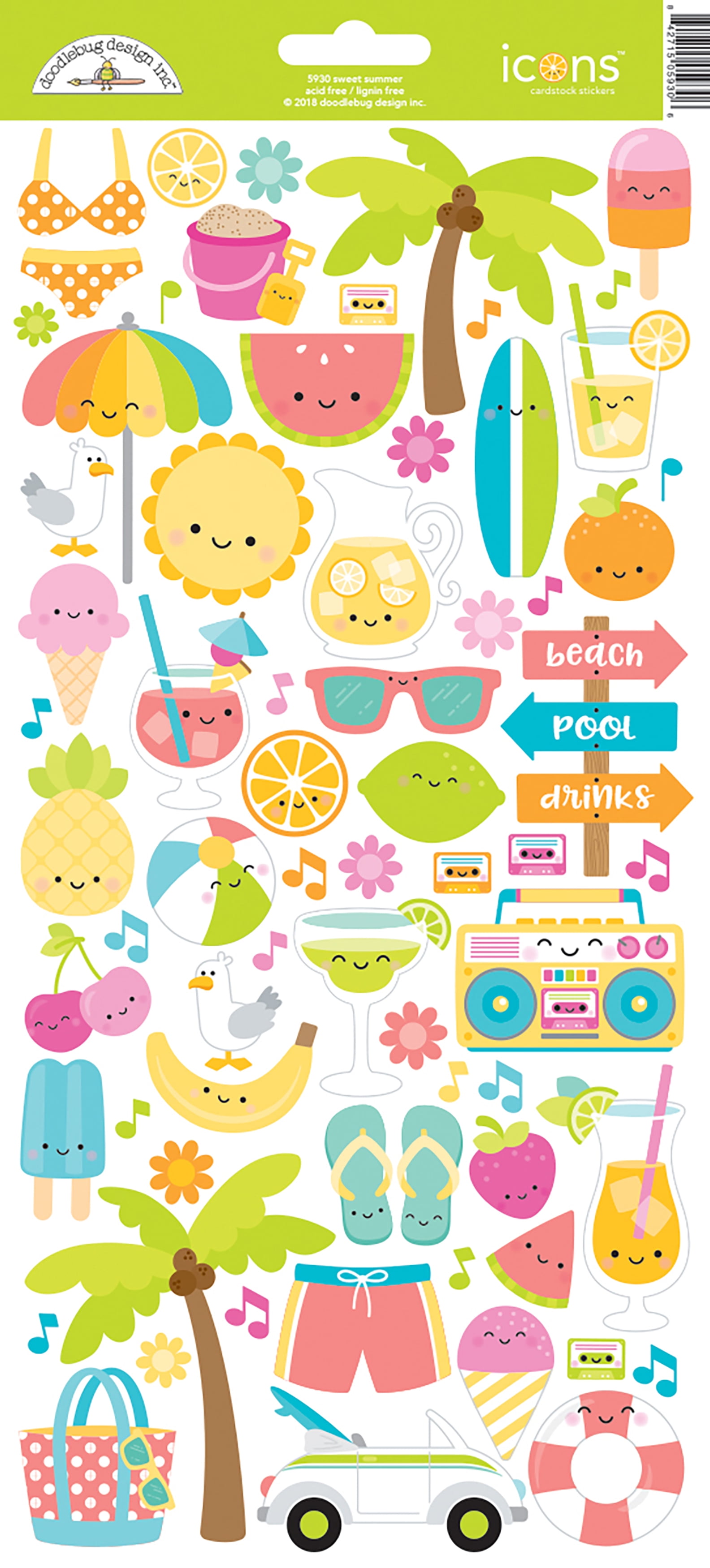 Doodlebug Cardstock StickersSweet Summer Icons