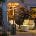 thumbnail image 3 of Outdoor Propane Heaters for Patio, 48000BTU Powerful Portable Patio Heaters w/Wheels/Round Table Design, Heavy Duty Stainless Steel Patio Heater with Safe Auto Shut Off Device for Outdoor Use, Black, 3 of 11