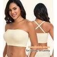 thumbnail image 6 of Exerin Women’s Strapless Wireless Non-Slip Lightly Padded Seamless Bandeau Bra(Beige,XXL), 6 of 8