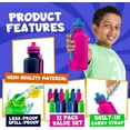 thumbnail image 5 of Bedwina Bulk Water Bottles for Kids - (Pack of 12) 18 oz - 7.5 Inch BPA-Free Plastic Water Bottles With Pop-up Tops & Handles for Summer, Reusable Water Bottles Bulk for School, 5 of 9