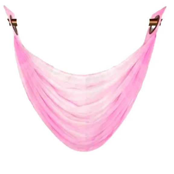 Gorgeous Home Linen K36 Elegant Voile Sheer Waterfall Swag Valance with Bronze Grommets, 36" x 16", 1-Piece Light Pink