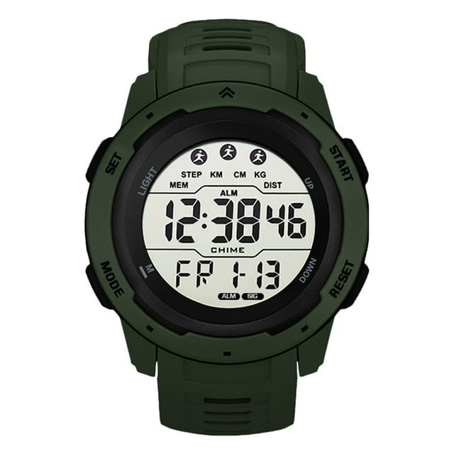 Montre de Course Sportive pour Hommes, Montre de Sport Numérique Résistante à l'Usure Multifonctionnelle Lumineuse pour l'Extérieur Jaune,Noir,Gris,Vert,Rouge