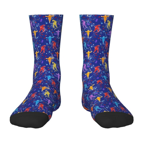 Honeii Ice Hockey Players With Puck Print Children's Colorful Socks,Unisex Kids and Toddlers' Cushioned Sock,Kids Athletic Crew Socks,for Everyday Wear and Sports