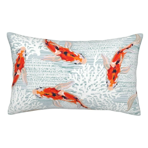 Balery Koi Fish Corals,Spring Summer Funda de Cojín Estampada, Regalos para Mujeres, Regalos de Amor para Ella, Regalos para Novia o Esposa, Funda de Almohada-14"x20"