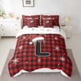 thumbnail image 2 of Homewish Black Red Buffalo Twin Bedding Sets 7-Piece for Teen, Cute Initial L Letter Bedding Comforter Set, Merry Christmas Reversible Sheet Sets, Luxury Bedroom Decor, 2 of 7