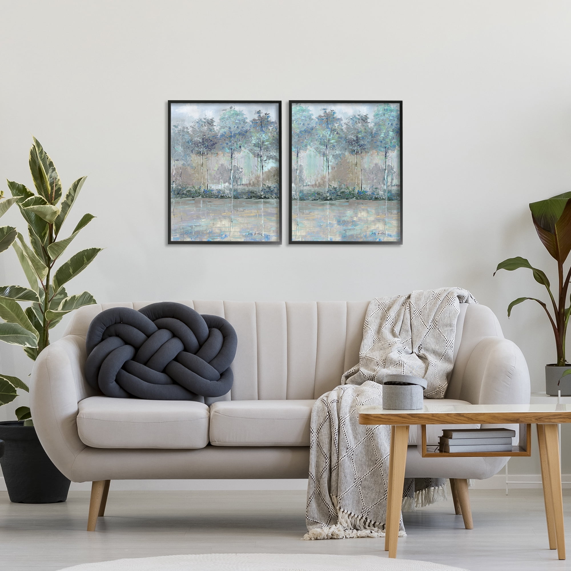 Stupell Industries Subdued Tree Landscape Impression 2 Piece Black Framed Giclee Art Set, design by Sally Swatland
