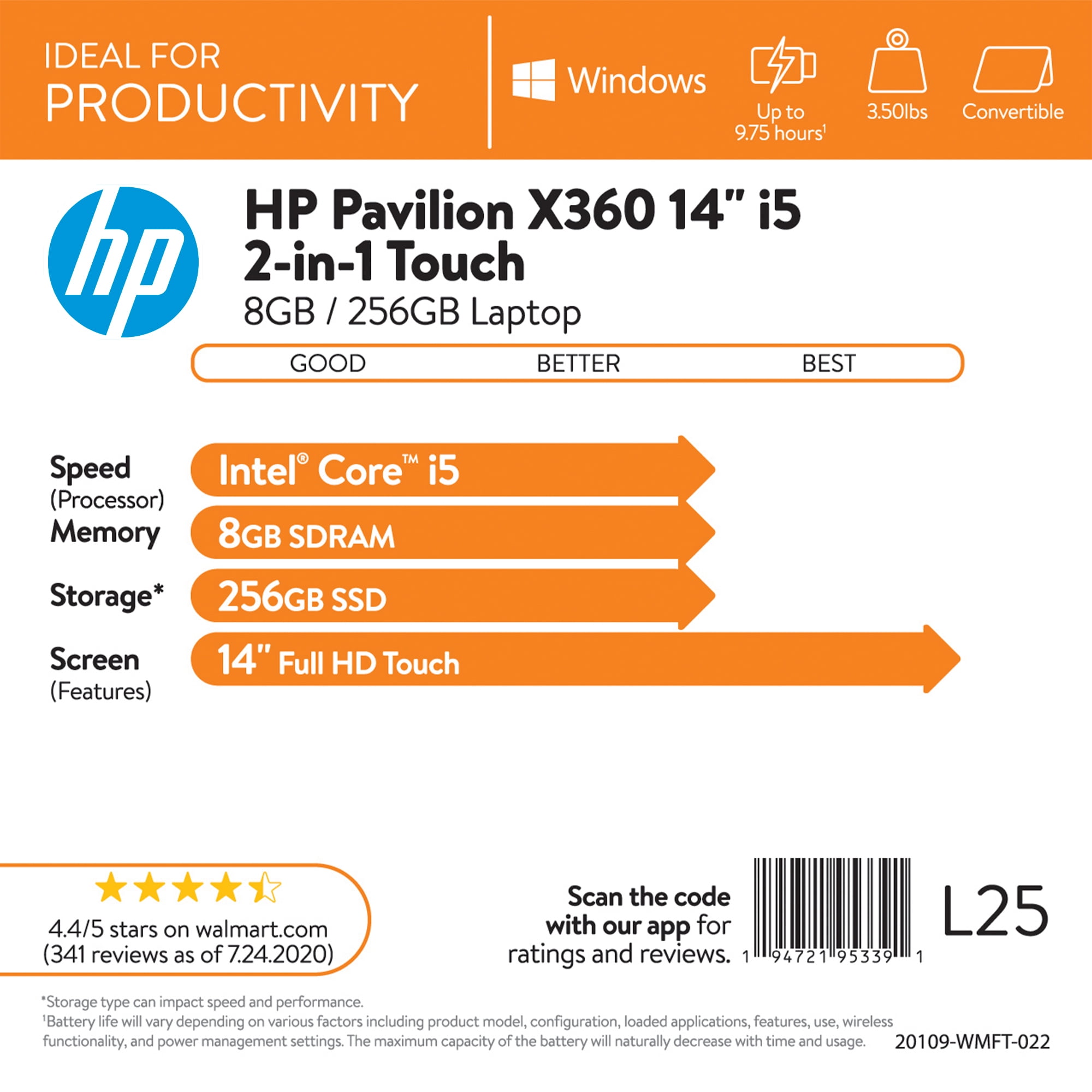 PC Portable HP Pavilion x360 14-dh0002nk Tactile / i5 8è Gén / 8 Go + SIM  Orange Offerte 60 Go