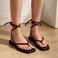 thumbnail image 5 of EliteGoogv Womens Flat Sandals Rope Straps Weave Summer Beach Shoes Sandals For Women Lightweight Open Toe Casual Sandals Brown US :9.5, 5 of 5