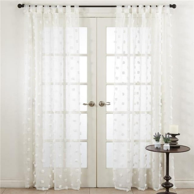 Saro Lifestyle C209.I5484 Rideaux de Fenêtre Pompon 54 x 84 Po - Ivoire