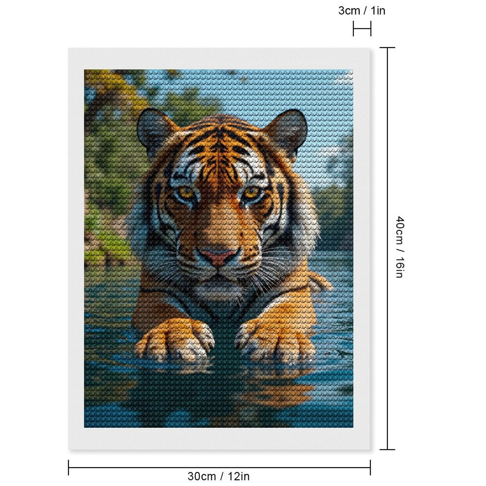 Diamond Art Kits for Adults, Majestic Tiger In River Scene 5D Diamond Painting Kits for Adults Beginners, DIY Full Drill Diamond Painting, Gem Art and Crafts 12x16
