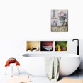 thumbnail image 6 of Stunning 12X16inch Farmhouse Bathroom Decor Wall Art Blue & White Floral Canvas Prints Featuring Bath Towel & Pink Poppy Vase, Framed Artwork Makes for Perfect Bedroom Accent, 6 of 7