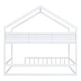 thumbnail image 6 of House Bed with Storage Shelves, Wooden Full Size Montessori Bed Frame with Safety Guardrails and Roof, Multifunctional Floor Bed for Children Boys Girls, No Box Spring Needed, White, 6 of 7