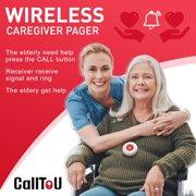 CallToU Wireless Caregiver Pager Call Button Call Bell Medical Alert System for Seniors Patient Elderly at Home 2 Waterproof Transmitters 3 Receivers