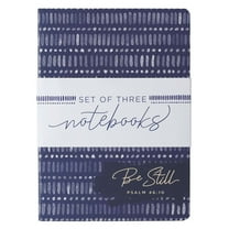 Christian Art Gifts Slim Scripture Notebooks for Women, Be Still/Be Strong/Be Joyful - Psalms/Joshua/1 Thessalonians Inspirational Bible Verse Variety, Blue/Gold Geometric Set/3 Large