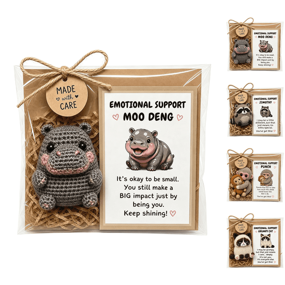 Legendary Emotional Support Plush, Meme Squad Crochet Animal Plushies, Hand Crocheted Desk Decor Amigurumi, Back to School Thinking of You Comfort Gift Hippo