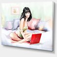 thumbnail image 2 of Pretty Woman with Laptop - Portrait Canvas Art Print, 2 of 4