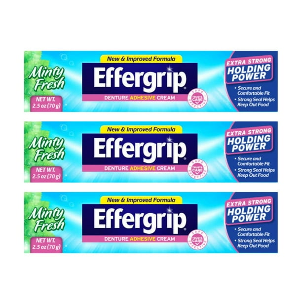Effergrip Denture Adhesive Cream, Extra Strong Holding Power, 2.5 oz
