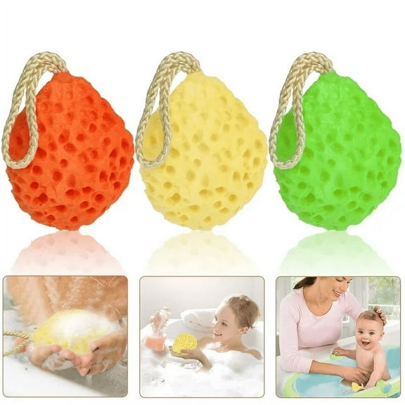 3 Pcs Bath Sponge for Women Foam Shower Sponge, Body Skin Scrub Washing Cleaning Sponge Colorful Honeycomb Sea Sponges for Babies Men Bathroom Supplies