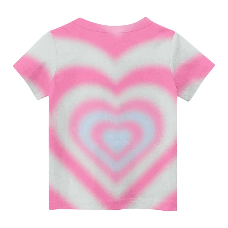 ITSAME Girls Short Sleeve Tees, Fashion T-shirt Crewneck Heart