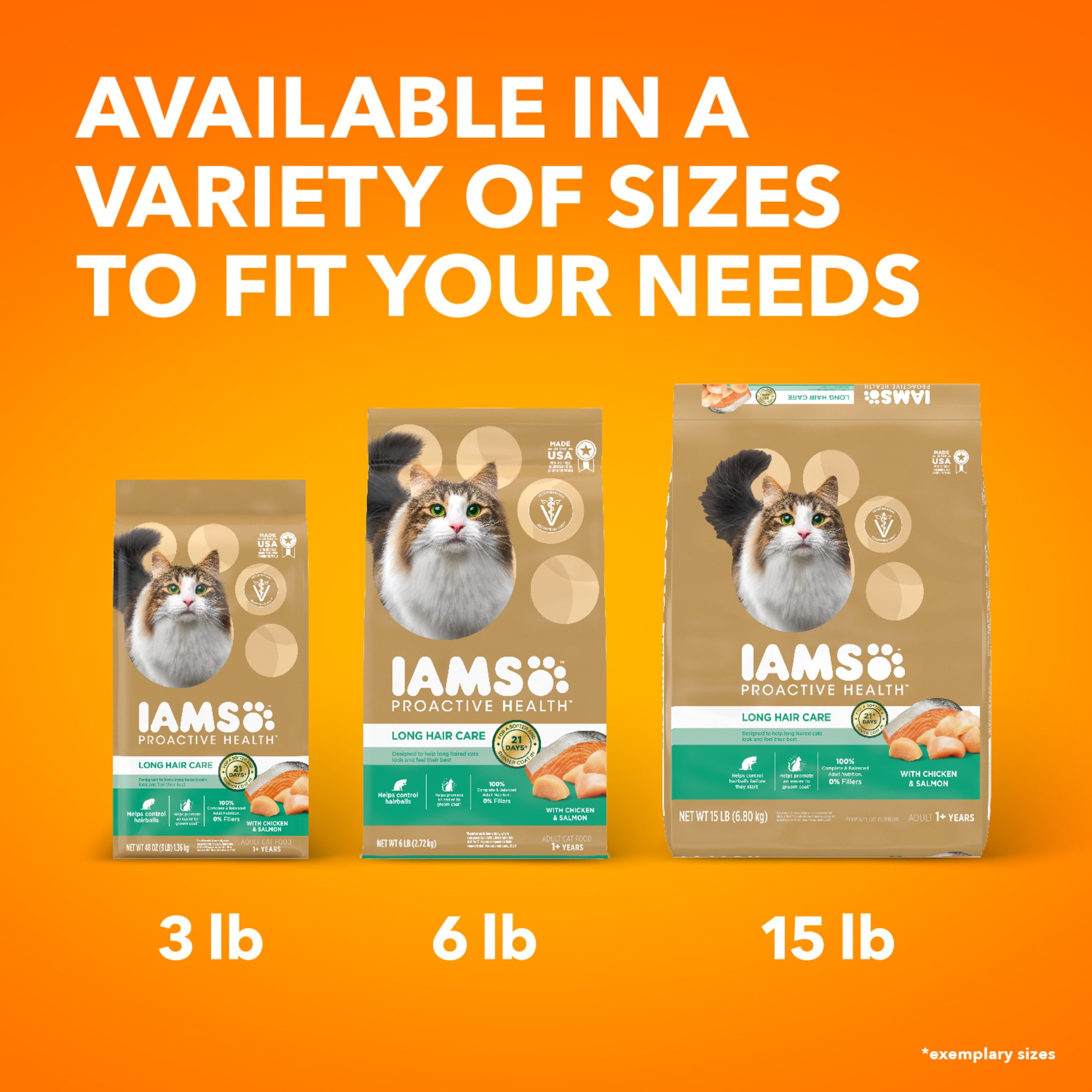 Iams Proactive With Real Chicken & Salmon Health Long Hair Care Adult Dry Cat Food, 6 Lb Bag