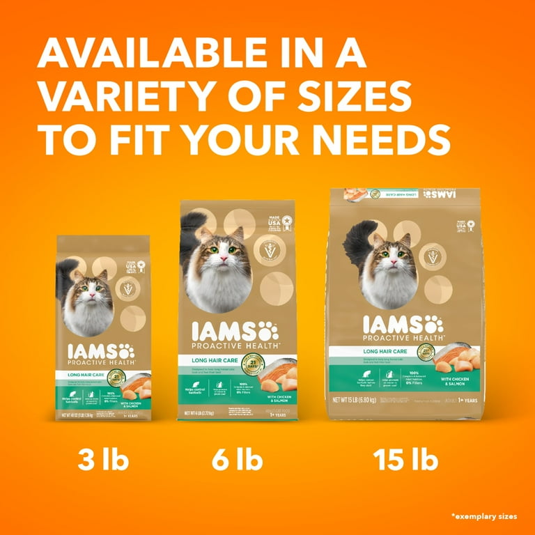 IAMS PROACTIVE HEALTH Long Hair Care Chicken Flavor Dry Food for Adult Cats 6 lb. bag Walmart