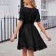 thumbnail image 4 of mfyjkho Vestidos para mujer, Vestido mini liso de gasa con cuello en V y manga corta para mujer, informal, de verano Vestidos maxi para mujer xxl, 4 of 6