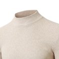 thumbnail image 4 of TFEOQRY Men's Mock Neck Sweater Ribbed Knitted Long Sleeve Solid Pullover Fall Winter Thermal Tops Beige, 4 of 5