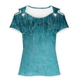 thumbnail image 4 of Turilly Off-The-Shoulder Tops for Women New Short Sleeve Cutout Casual Printed Top, 4 of 5
