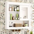 thumbnail image 2 of 32-Inch White Wall-Mounted Bathroom Cabinet | Ideal for Kitchen, Bedroom, Hallway Storage | Durable MDF and Clear Glass Reflection | Eliminate Clutter in Various Rooms, 2 of 6