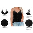 thumbnail image 3 of TIYOMI Plus Size Tank Tops For Women 3X Adjustable Strappy Buttons Black Camisole V Neck Solid Color Summer Spaghetti Strap Beach Casual Cami Loose Fit Vest 3XL 22W 24W, 3 of 4