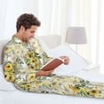thumbnail image 6 of Salouo Daisies And Wildflowers Print Button-Front Long Sleeve Pajama Set for Men, Soft 2Pjs Men's Long Sleeve Sleepwear-Large, 6 of 7