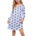 thumbnail image 2 of MKOSPLRT Nightgowns Silk Satin Pajama Dress for 5-15 Years Long Sleeve Sleepwear Soft Princess Cute Print Night Dress Wedding Party Casual Wear, 2 of 9