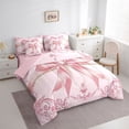 thumbnail image 4 of Feelyou Pink Princess Bowknot Twin Bedding Sets 7-Piece, Bohemian Damask Flower Bedding Comforter Set, Western Fashion Bow Reversible Sheet Sets, Super Cozy Room Decor, 4 of 9