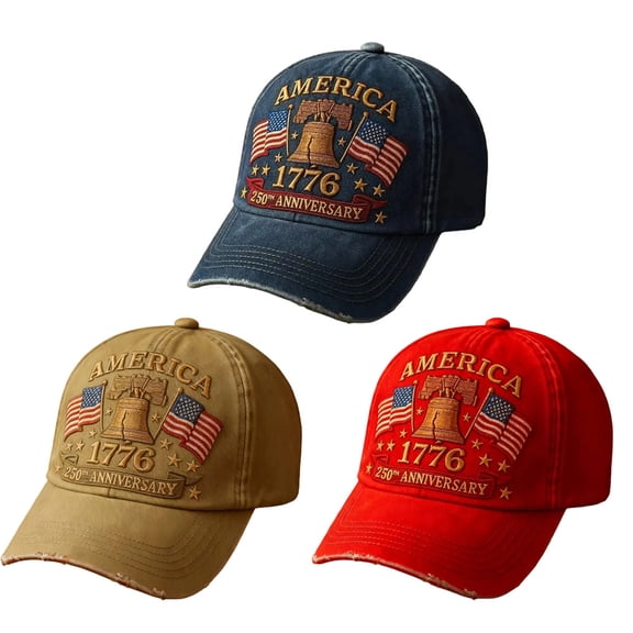 USA 250th Anniversary Patriotic Baseball Cap Adjustable 250th Anniversary Printed Patriotic Embroidered Hat Ideal Gift for History Enthusiasts & Festival