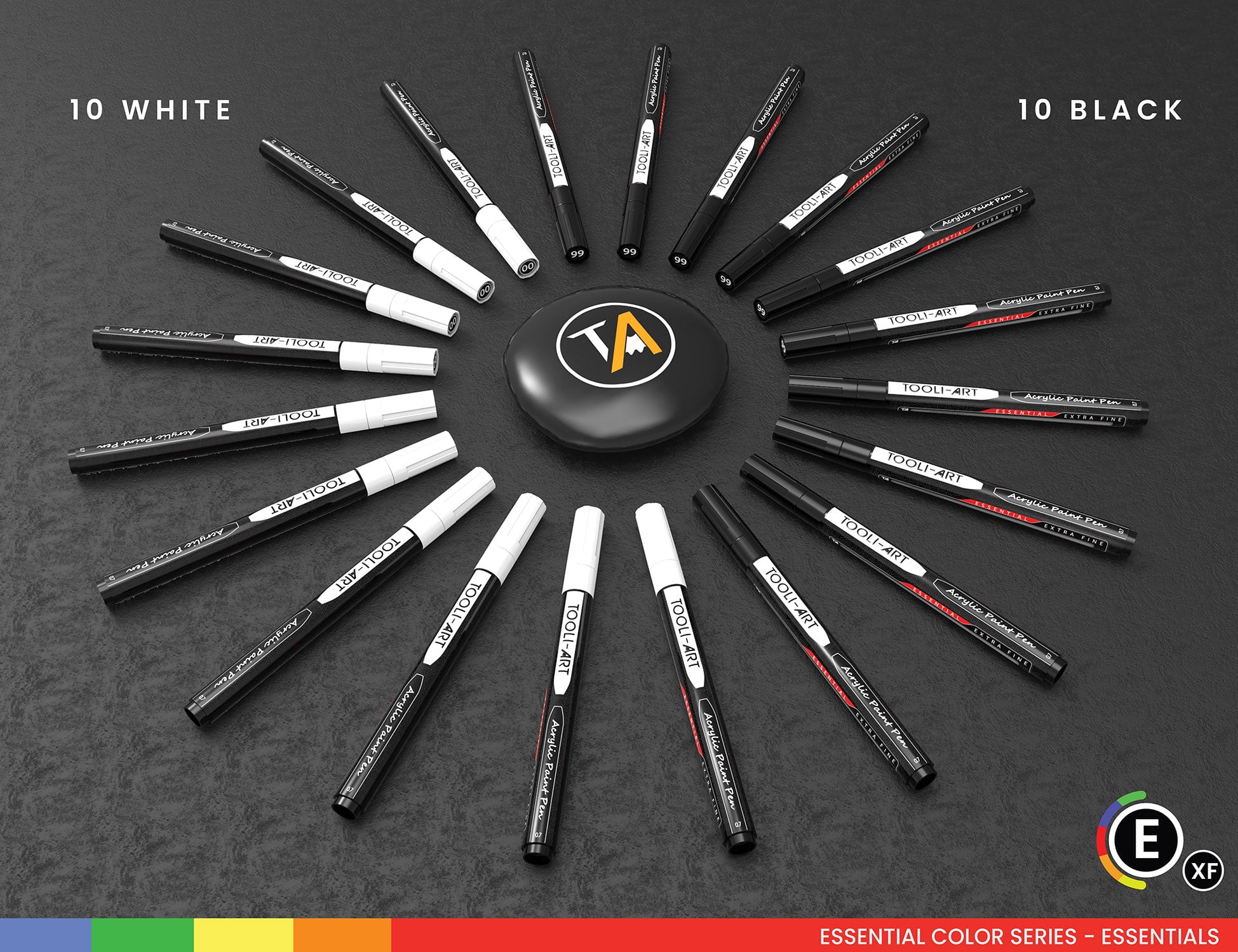 20 Black And White Acrylic Paint Markers Paint Pens Set 0.7mm (0.7mm EXTRA FINE)