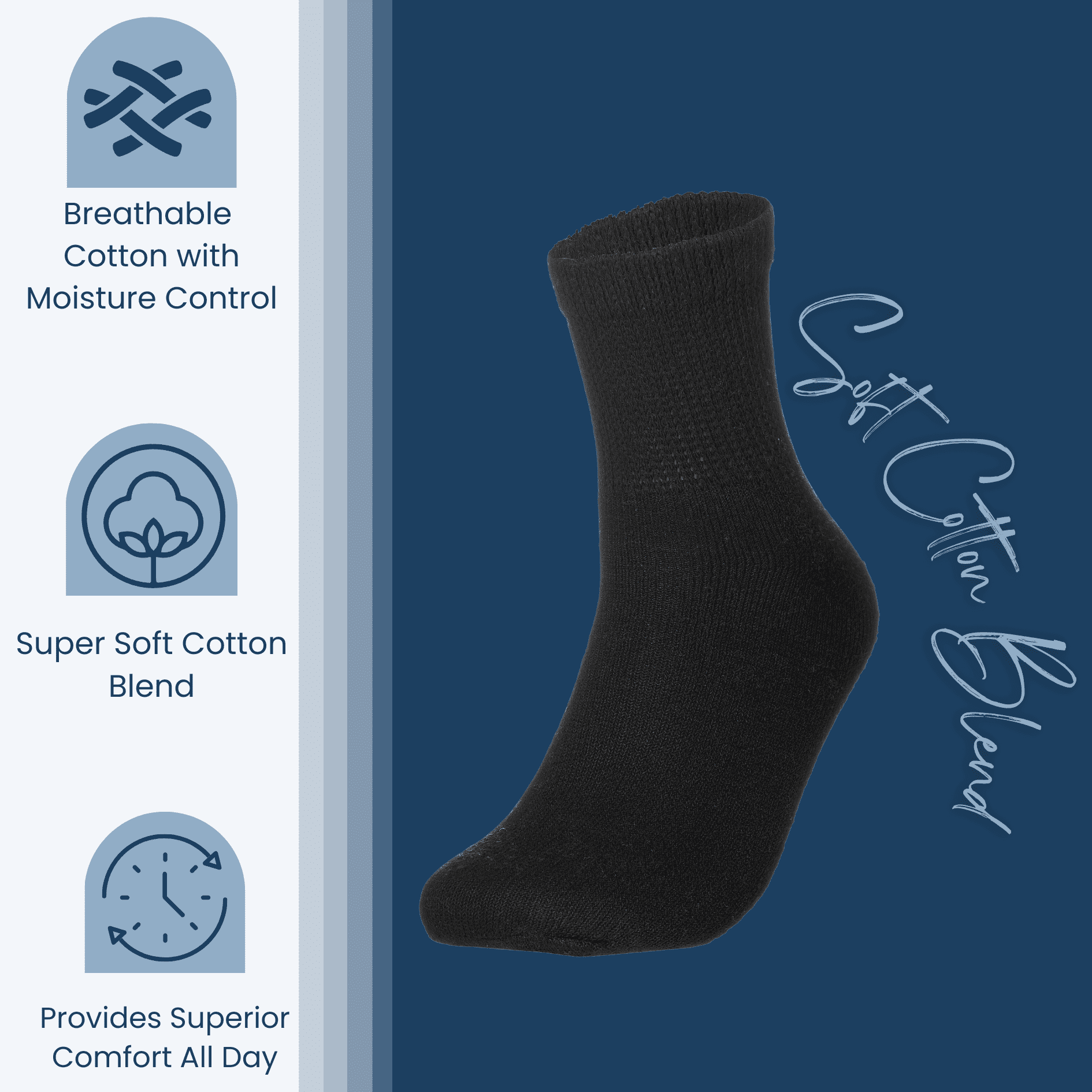 Special Essentials Diabetic Socks Ankle for Men & Women – 12 Pairs of Non-Binding Moisture-Wicking Neuropathy Socks