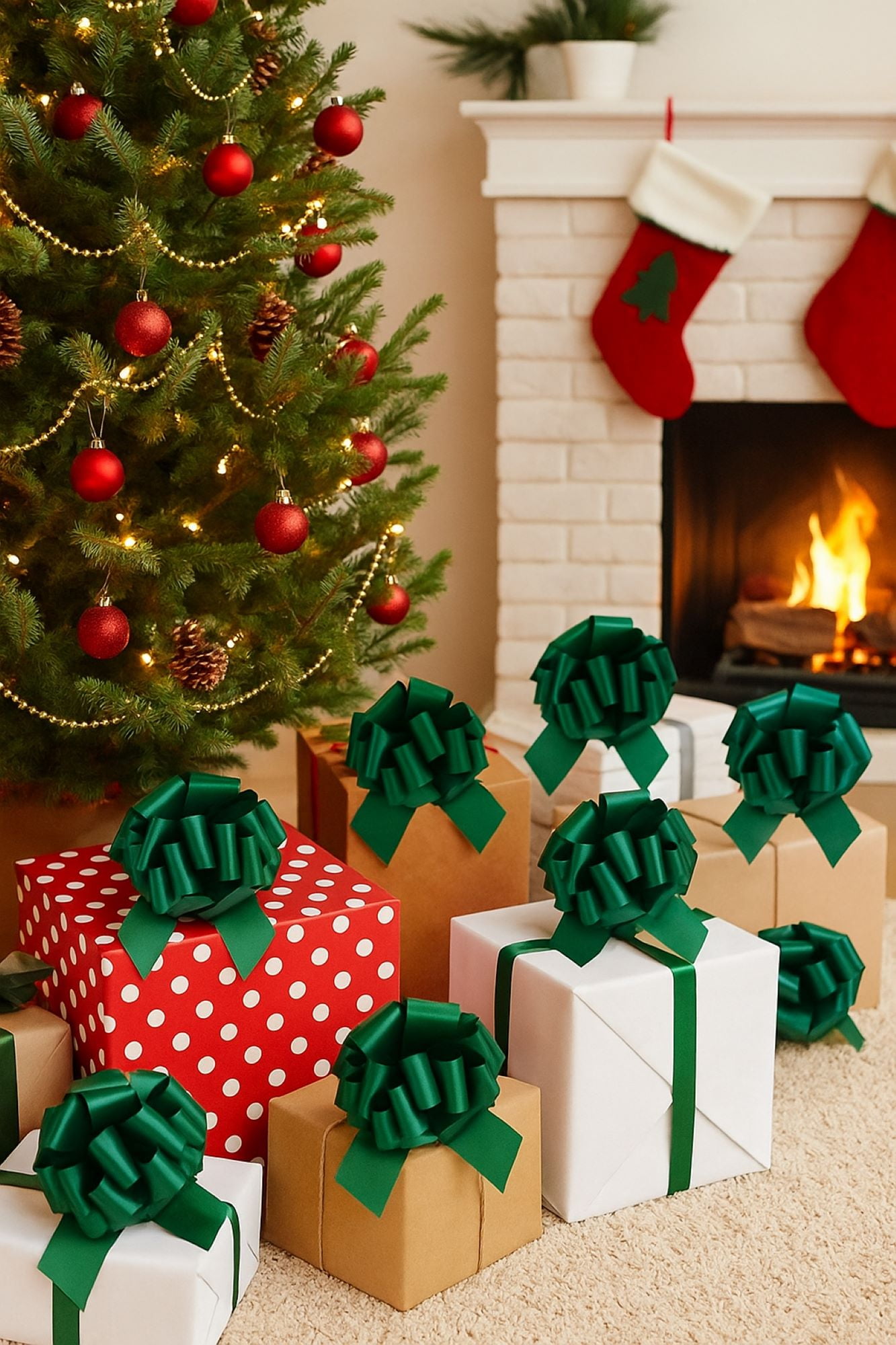 LoonBalloon #5 Perfect Gift Bow 4 inches‚ Hunter Green (10-Pack)