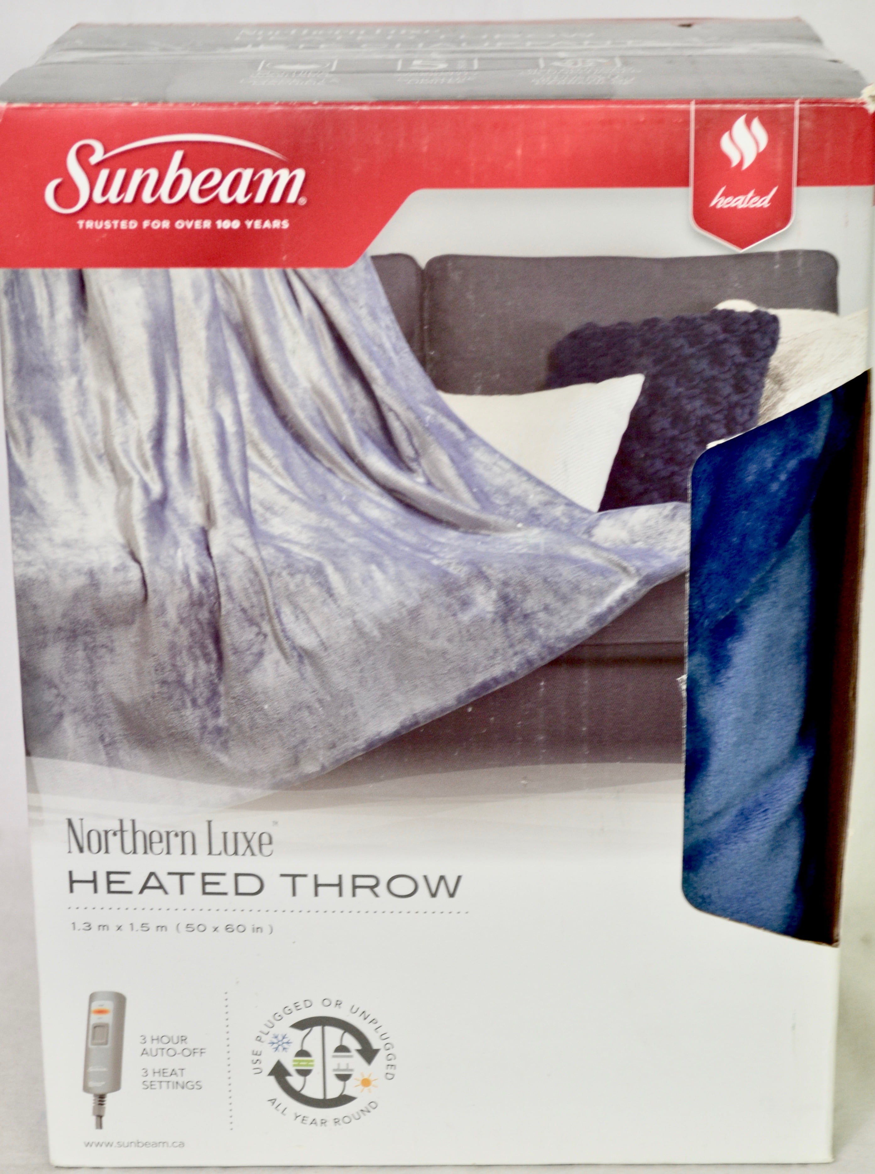 Heated Throw Sunbeam Northern Luxe / Size 50 X 60 / Blue Walmart