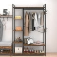 thumbnail image 2 of Coat rack with Storage, Large Coat Rack,Free-Standing Closet System with Open Shelves and Hanging Rod(Rustic Brown,45.3’’w x 15.75’’d x 70.08’’h)., 2 of 6