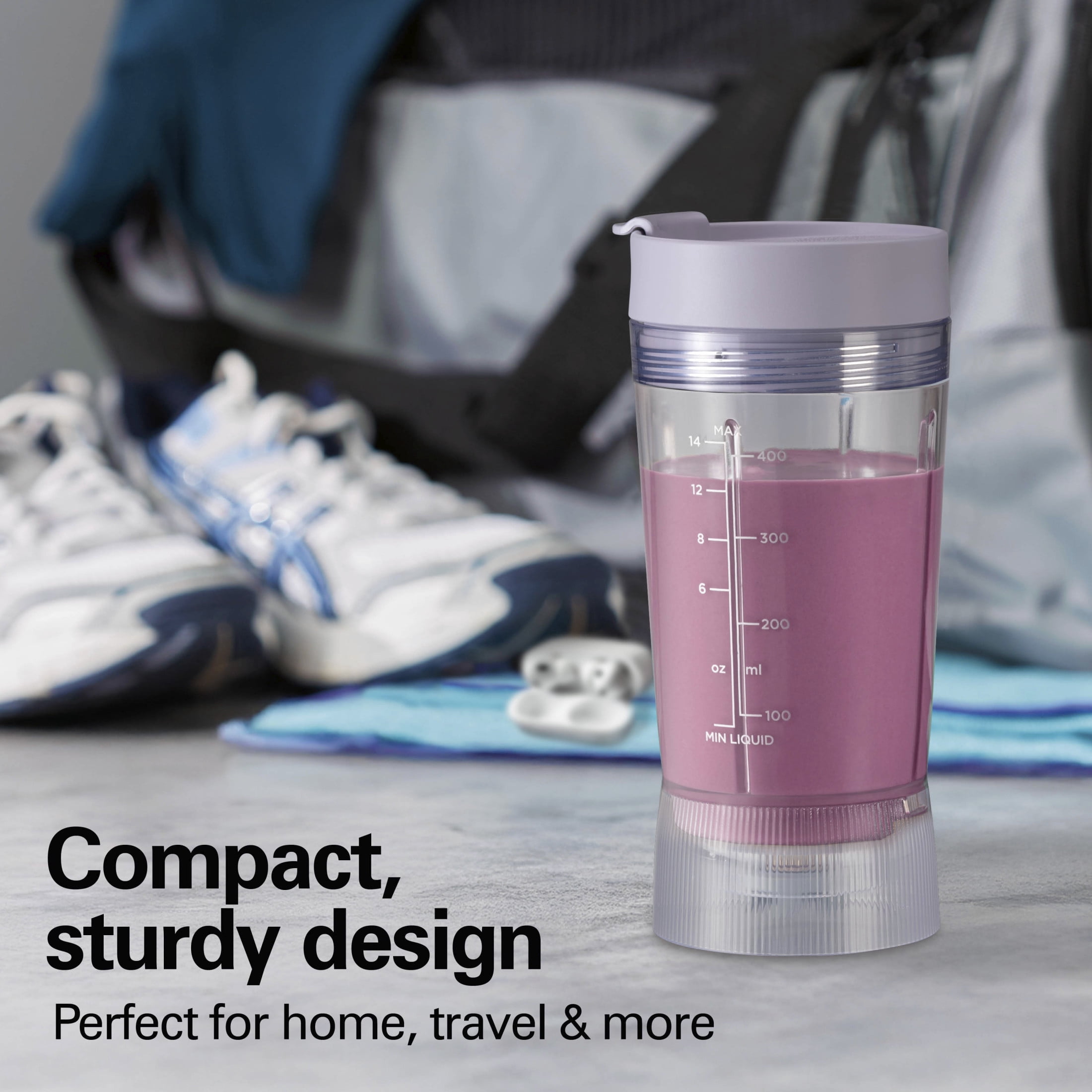 Hamilton Beach Personal Blender, 14 oz BPA-Free Jar 300W Portable Blender for Shakes and Smoothies with Leakproof Lid, Purple