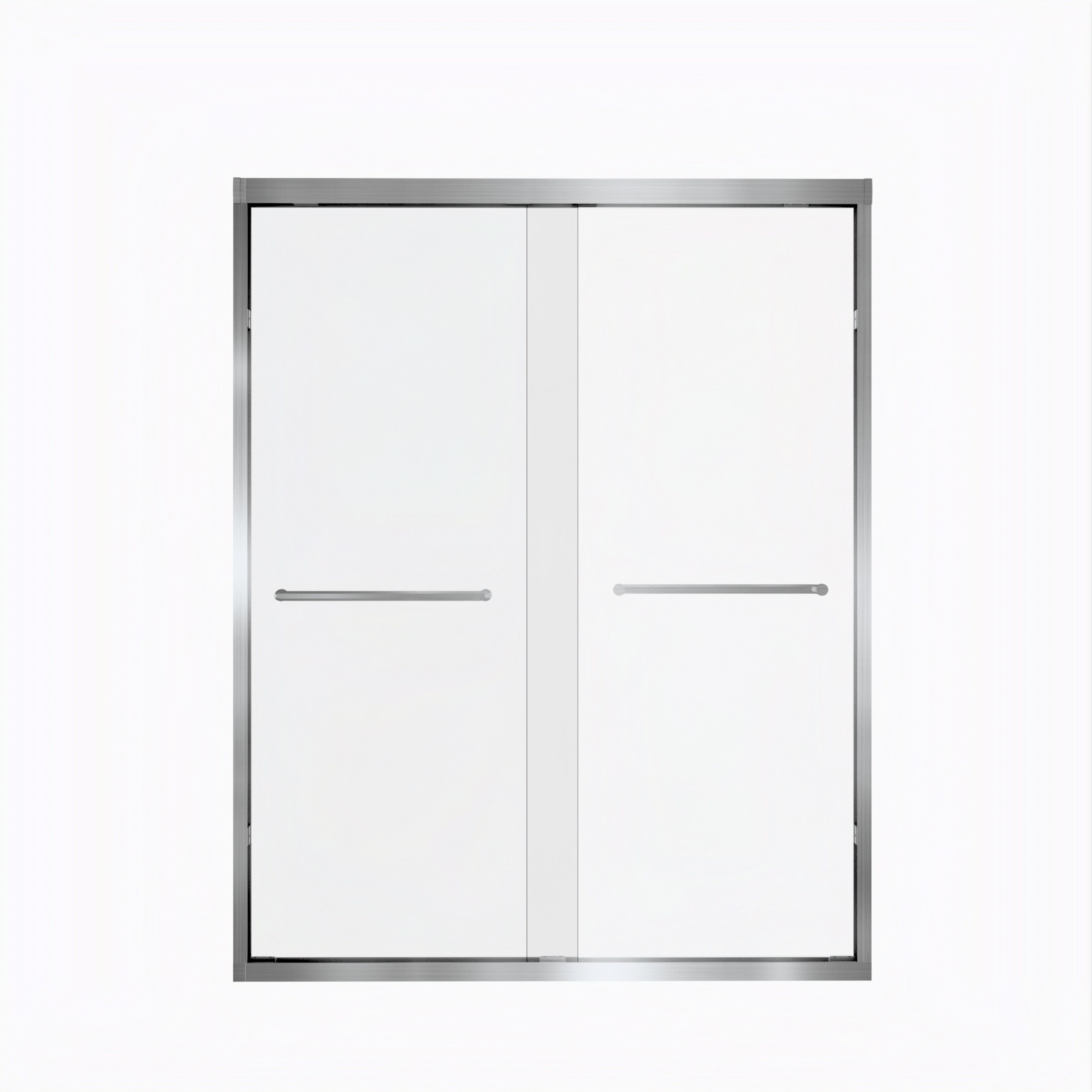 Noble House 54"x72" Double Sliding Shower Door, Aluminum Frame with Tempered Glass, Brushed Nickel Finish