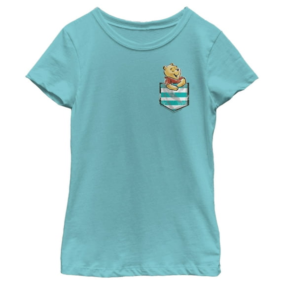 Girl's Winnie the Pooh Bear in the Pocket Graphic Tee Tahiti Blue X Small