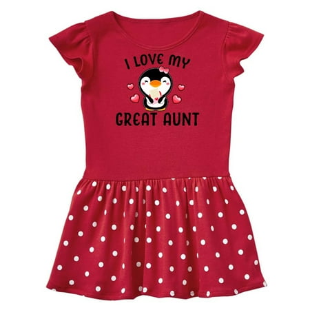 

Inktastic I Love My Great Aunt with Cute Penguin and Hearts Gift Baby Girl Dress