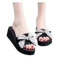thumbnail image 3 of Babysbule Women's Slippers Clearance, Women Girls Bow Wedge Heel Non-slip Thick Heel Casual Slippers, 3 of 5
