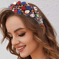 thumbnail image 5 of Diadema barroca adornada con cristales, bandas anchas de terciopelo enjoyadas, ropa brillante para fiesta de bodas, 5 of 5