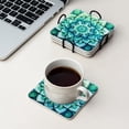 thumbnail image 4 of BaHomeck Drink Coasters Set Of 4 With Holder Mandala With Intricate Patterns In Shades Of Blue And Green Water Absorbent Ceramic Coasters Tabletop Protection,Suitable For Various Cup,Home Decor, 4 of 4