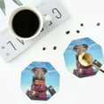 thumbnail image 4 of Honeii Elephant Sits print Leather Coaster Set of 4, ideal for safeguarding your furniture from drinks spills and effortless cleanup-Octagon, 4 of 6