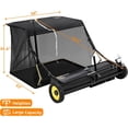 thumbnail image 4 of Kojooin 48"/50" Tow-Behind Lawn Sweeper, Heavy-Duty Leaf & Grass Collector, Adjustable Height, Dump-Rope Design, 4 of 8