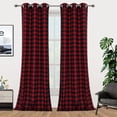 thumbnail image 5 of Buffalo Plaid Curtains, Farmhouse Buffalo Check Textured Grommet Window Curtain Panels,Gingham Light Filtering Window Drapes Rod Pocket Curtains for Living Room,W37 x L63 Inches,2 Panels, 5 of 9